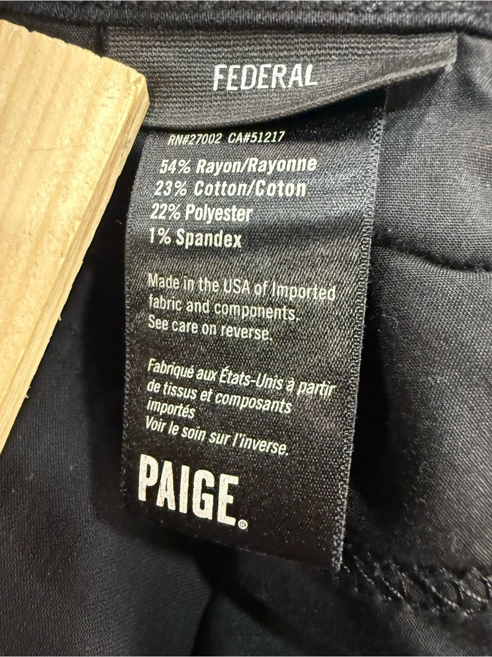 PAIGE Black Straight-Leg Men's Federal Jeans size 34 Premium Stretch Minimalist